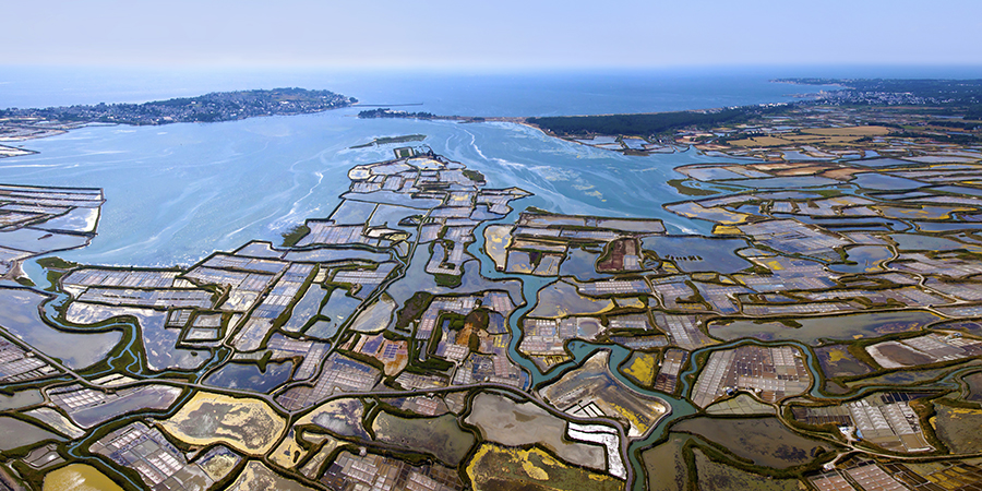 Vue aérienne des marais salants de Guérande